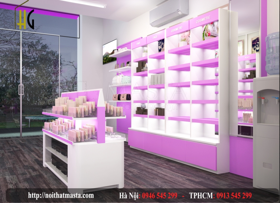 Thiết kế nội thất shop mỹ phẩm của chị Hoa tại Gò Vấp